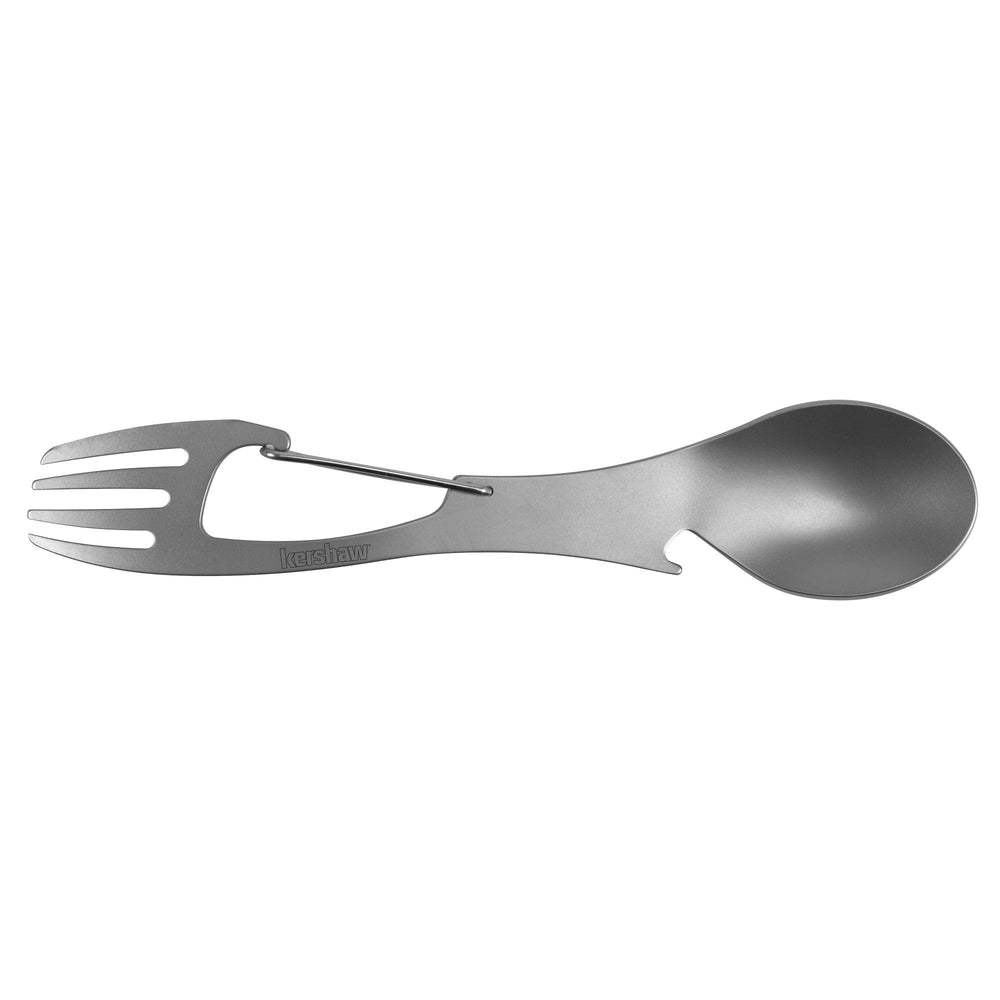 Kershaw Ration XL bottle opener on a stainless utensil for quick access