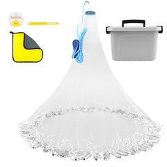 KescherAb cast net with utility box and kit ready for quick bait captures