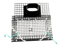 Ketcham Supply Green Crab Trap open-bait area view showing bait spike for secure baiting
