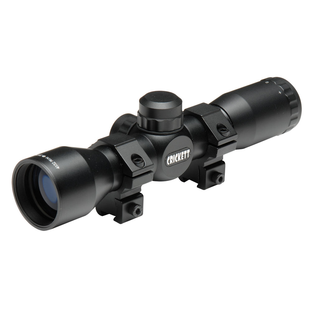 Keystone KSA054 Mil-Dot scope with quick focus for youth rifles, aiding fast target acquisition.