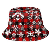 Kicoyuaz Christmas Snowflakes bucket hat, front view, festive style and sun protection.