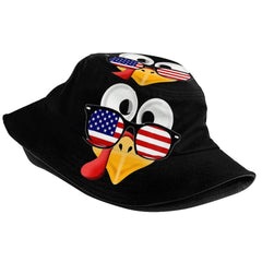 Kicoyuaz Thanksgiving Turkey Bucket Hat, side view, versatile all-season style.