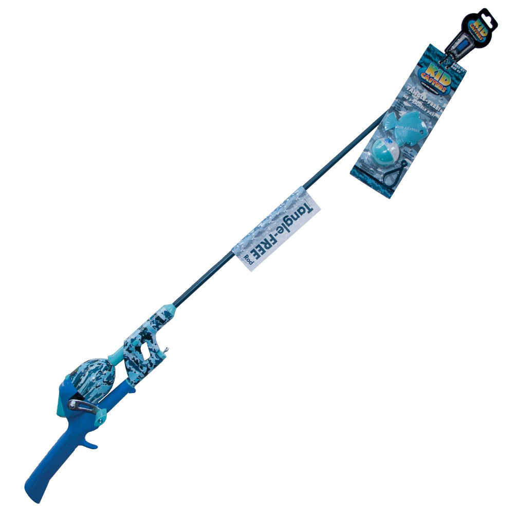 Front view of Kid Casters Tangle-Free Fishing Combo in blue