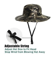 Camo bucket hat for kids boys, front view