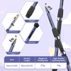 Collapsible portable telescopic fishing rod for kids