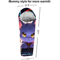 KidzAdventure Mummy Style 32-59F kitty print sleeping bag for adventurous kids.