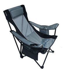 Kijaro Sling Chair Hallett Peak Gray with built-in cooler pocket for easy refreshments.