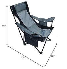 Kijaro Sling Chair Hallett Peak Gray featuring detachable pillow for added comfort outdoors.