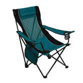 Kijaro Sling folding chair with cup holder keeps drinks accessible during outdoor adventures.