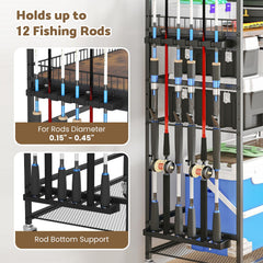 Kikihouse high-capacity storage holds multiple rods with a stable base