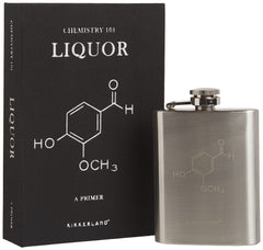 Kikkerland Chemistry 101 Flask Book cover, compact concealed flask for discreet travel.