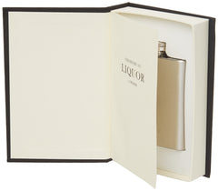Kikkerland Chemistry 101 Flask Book stainless flask detail emphasizes durable construction.