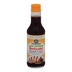 Kikkoman Less Sodium Teriyaki Marinade bottle ideal for quick weeknight stir-fries.