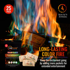 Kiknek Fireflame packets create rainbow flames on a bonfire safely