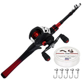 Kilitn 5ft fiberglass telescopic baitcasting rod and reel combo