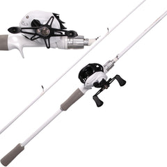 Kilitn 6ft white baitcasting rod and reel combo front view