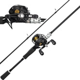 Kilitn black 6ft 2-piece baitcasting rod and reel combo – front view