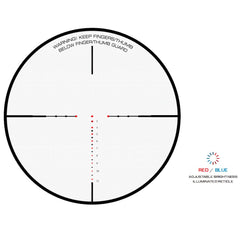 Killer Instinct Max View 2-7x36 reticle closeup shows precise LOC range marks for quick shots