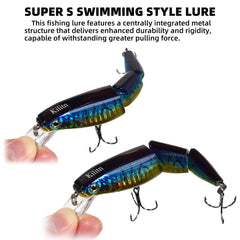 Close-up of multi-jointed swimbait and crankbait from Kilitn kit