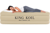 King Koil luxury air mattress with built-in pump enabling fast setup for guests.