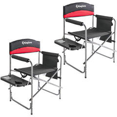 KingCamp 2-pack director chairs with side table provide compact outdoor seating for camping.