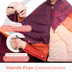 KingCamp ultralight blanket snap buttons close-up showing hands-free warmth.