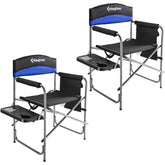 KingCamp Directors Chair Blue folded for easy transport during outdoor outings
