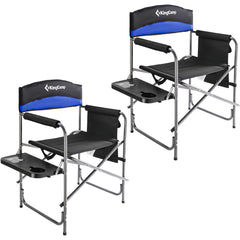 KingCamp Directors Chair Blue folded for easy transport during outdoor outings