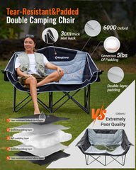 KingCamp chair dual cup holders for drinks during outdoor outings.
