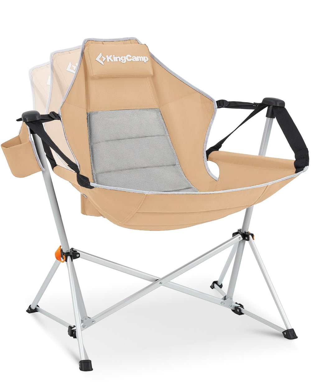 KingCamp hammock chair side view highlights portable outdoor relaxation and stable support.