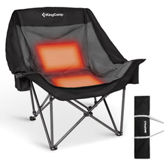 KingCamp heated oversized xl chair front view with plush padding for outdoor comfort