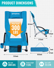 KingCamp Low Beach Chair back view highlights breathable mesh keeping you cool.