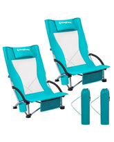 KingCamp Low Beach Chairs 2-Pack folded for easy transport and storage.