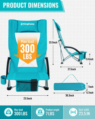 KingCamp Low Beach Chairs ergonomic high-back support for relaxed lounging.