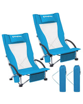 KingCamp Low Beach Chairs two-pack open shows stable, wide seating for outdoor picnics.