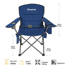 KingCamp chair padded armrests for plush comfort during extended outdoor seating.