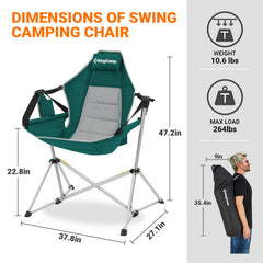 KingCamp green reclined view showing ergonomic design for outdoor lounging