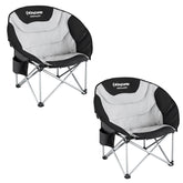 KingCamp oversized padded moon chair with side cup holder for easy drinks.
