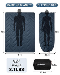 KingCamp packable blanket with stuff sack demonstrates easy packing for travel and outdoors