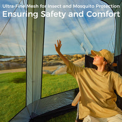 KingCamp screen tent UPF50 sun protection blocks harsh UV while relaxing outdoors.