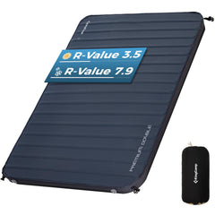 KingCamp self-inflating sleeping pad front view, spacious two-person setup for camping.
