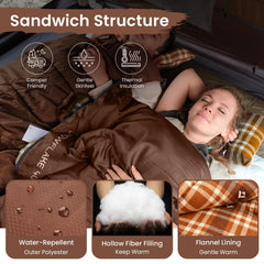 KingCamp XL sleeping bag demonstrates generous dimensions for taller campers up to 6.6 feet.