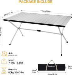 KingCamp spacious table top supports plates and drinks with room for meals and games.