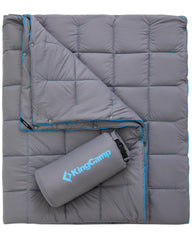 KingCamp ultralight blanket folded in pack offers portable warmth for hikes.