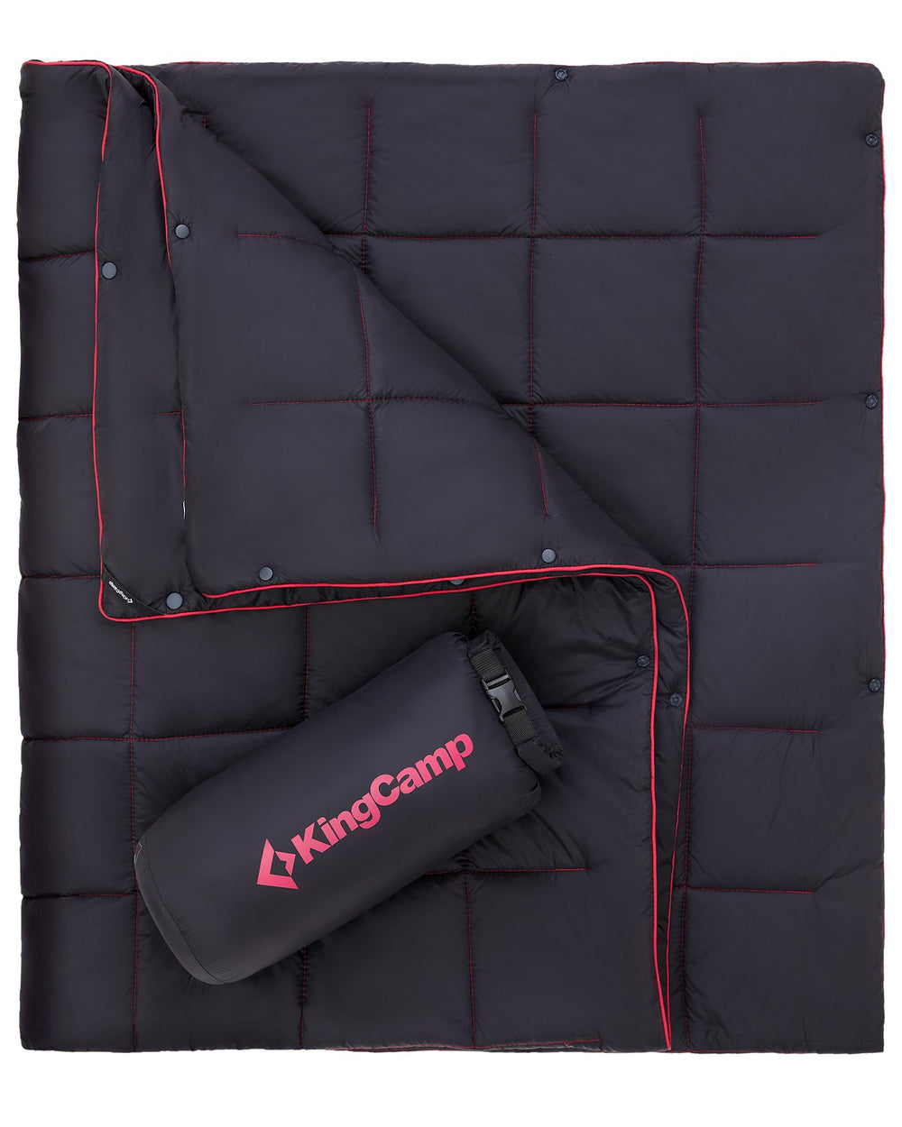 KingCamp ultralight blanket packed in its stuff sack for easy travel.