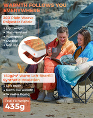 KingCamp ultralight blanket worn as a wearable cape with snaps