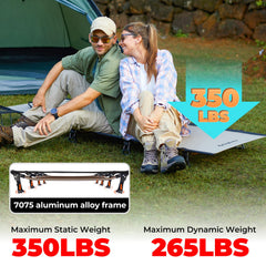 KingCamp ultralight cot frame supports up to 350 lbs