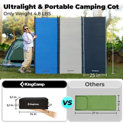 KingCamp ultralight cot with built in pillow for outdoor sleep