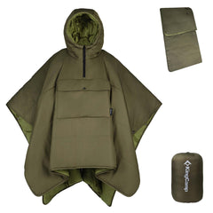 KingCamp wearable hoodie poncho folded compact for travel warmth