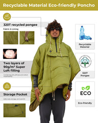 KingCamp wearable hoodie poncho with water-repellent finish keeps you dry
